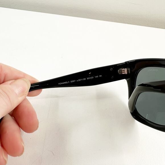 Chanel 5357 Square Oversized CC Designer Sunglasses Black - Picture 9 of 14